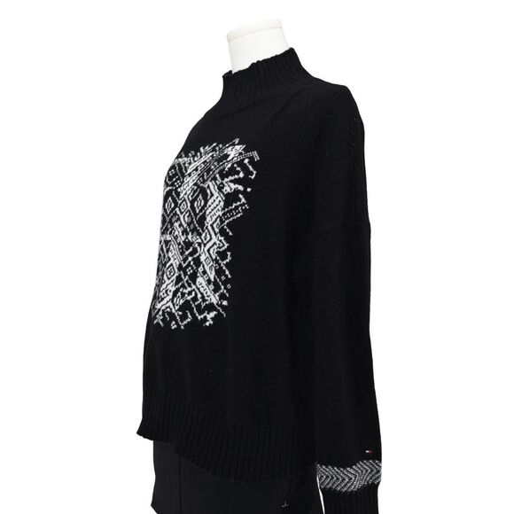 Tommy Hilfiger Women's Black and White Sweatshirt Fair Isle Ski Cabin M - Picture 3 of 6